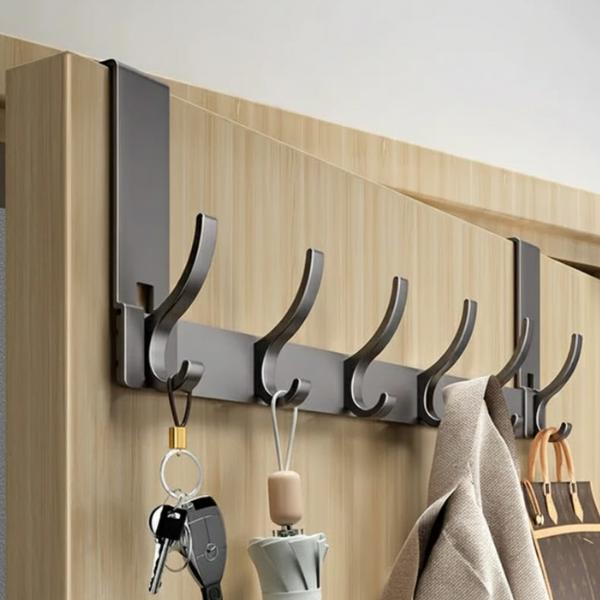 Minimalistische Over-De-Deur Haak voor Slimme Opbergruimte-Hooks-DeWoonVallei-Grijs-6 Haken-DeWoonVallei