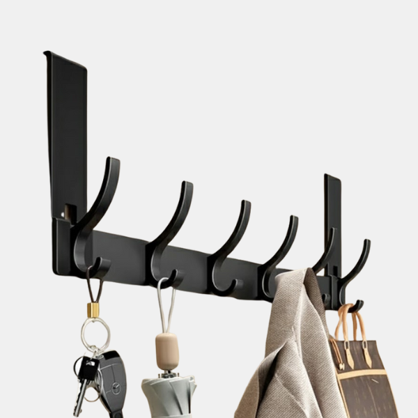 Minimalistische Over-De-Deur Haak voor Slimme Opbergruimte-Hooks-DeWoonVallei-Zwart-6 Haken-DeWoonVallei