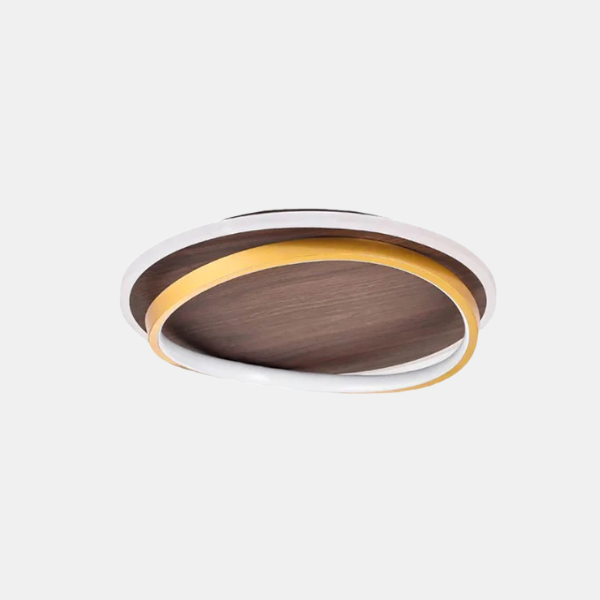 Minimalistische Ronde LED Plafondlamp in Walnoot Modern Stijl met Verstelbare Sfeer-Flush Mount Lighting-DeWoonVallei-DeWoonVallei