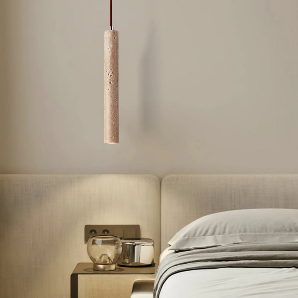 Minimalistische Travertin Hanglamp Natuursteen Design voor Warme Japandi Sfeer-Hanging Lamp-DeWoonVallei-DeWoonVallei