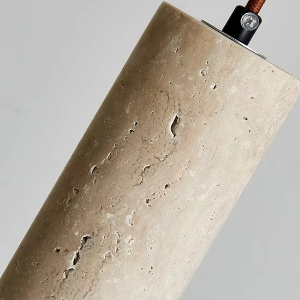 Minimalistische Travertin Hanglamp Natuursteen Design voor Warme Japandi Sfeer-Hanging Lamp-DeWoonVallei-DeWoonVallei