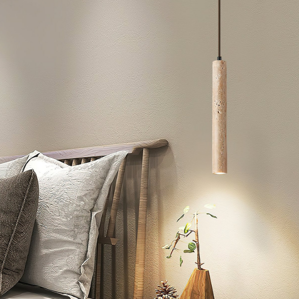 Minimalistische Travertin Hanglamp Natuursteen Design voor Warme Japandi Sfeer-Hanging Lamp-DeWoonVallei-DeWoonVallei