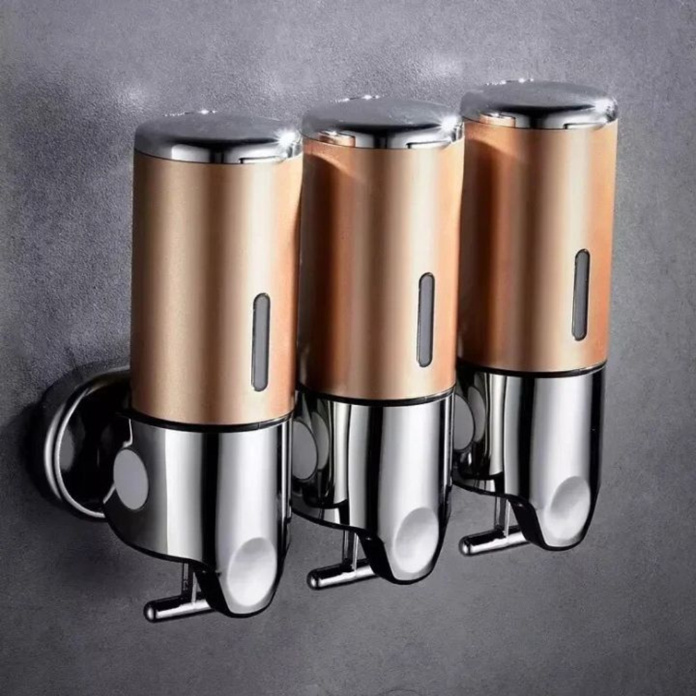 Minimalistische Wandzeepdispenser Set – Moderne Navulbare Zeeppomp voor Badkamer en Keuken-Home & Living-DeWoonVallei-Goud-DeWoonVallei
