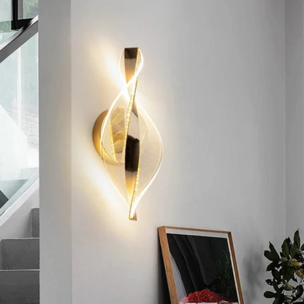 Moderne Acryl Artistieke Wandlamp Twista Stijlvolle Sfeerverlichting-Wall light-DeWoonVallei-Gouden raster-DeWoonVallei