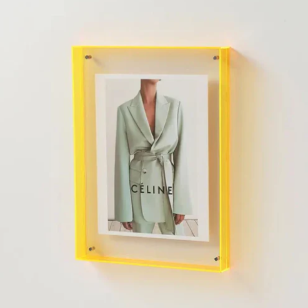 Moderne Acryl Fotolijst Zwevend Transparant Display voor Huis en Kantoor-wall decoration-DeWoonVallei-11x14cm-Geel-DeWoonVallei