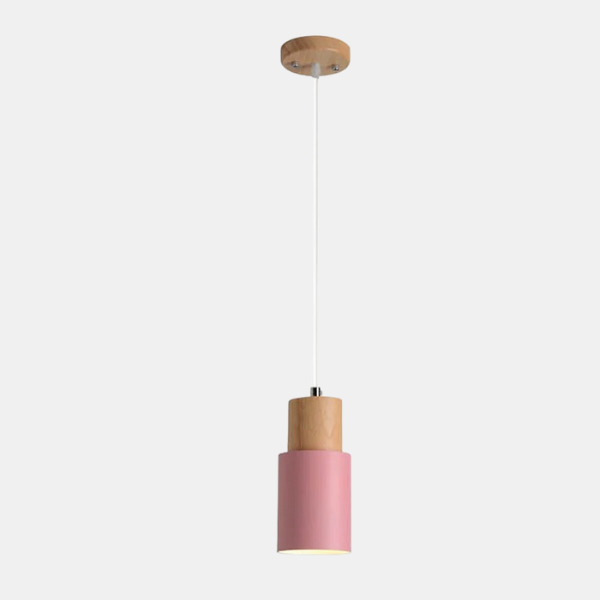 Moderne Cilinder Hanglamp Hout & IJzer Kleurrijk Hedendaags Ontwerp-Pendant light-DeWoonVallei-DeWoonVallei