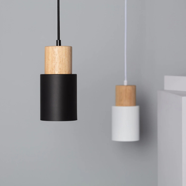 Moderne Cilinder Hanglamp Hout & IJzer Kleurrijk Hedendaags Ontwerp-Pendant light-DeWoonVallei-DeWoonVallei
