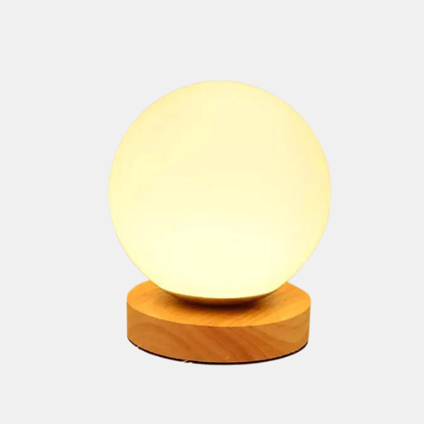 Moderne Globe Tafellamp met Houten Voet voor Warme Verlichting-Table Lamps-DeWoonVallei-15 cm-DeWoonVallei