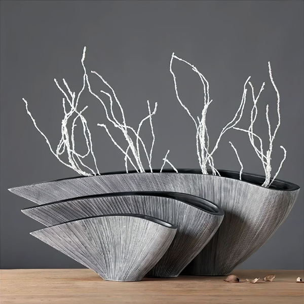 Moderne Grijze Resin Vaas Artistieke Woondecoratie-Vase-DeWoonVallei-DeWoonVallei