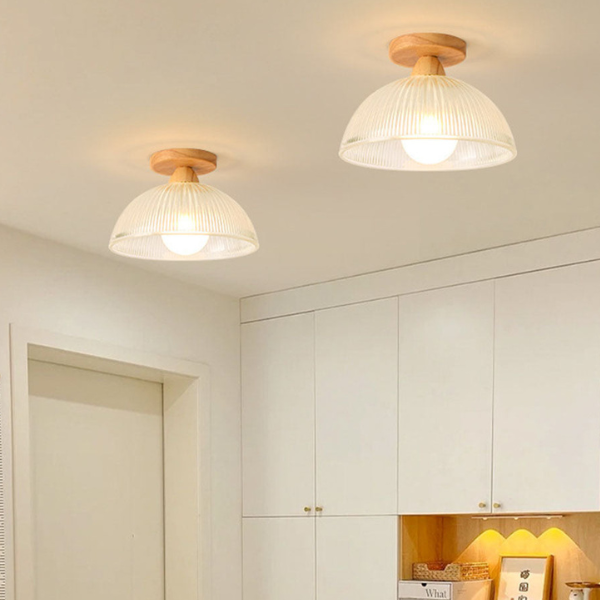 Moderne Hout Glas Plafondlamp Warm Licht en Tijdloze Stijl-Flush & Semi-Flush Ceiling Lights-DeWoonVallei-DeWoonVallei