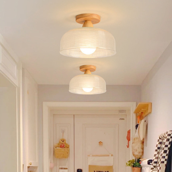 Moderne Hout Glas Plafondlamp Warm Licht en Tijdloze Stijl-Flush & Semi-Flush Ceiling Lights-DeWoonVallei-DeWoonVallei