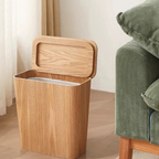 Moderne Houten Prullenbak met Deksel Stijlvol, Functioneel & Decoratief-Trash Bins & Waste Solutions-DeWoonVallei-DeWoonVallei