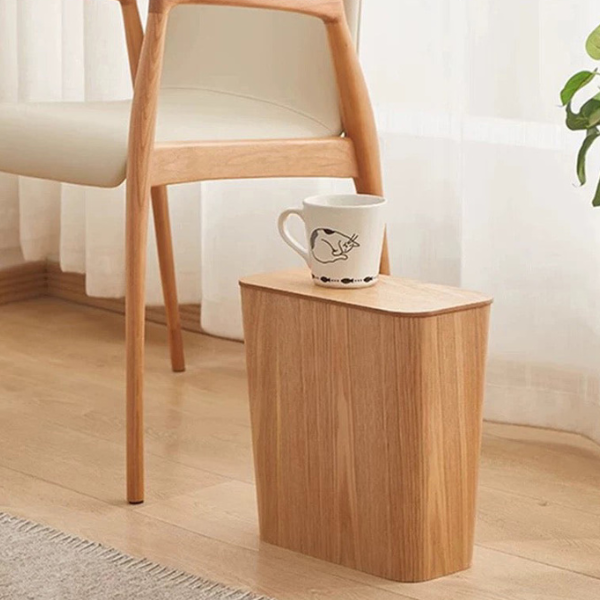 Moderne Houten Prullenbak met Deksel Stijlvol, Functioneel & Decoratief-Trash Bins & Waste Solutions-DeWoonVallei-DeWoonVallei