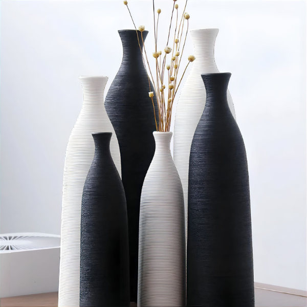 Moderne Keramische Vaas Strak Minimalistisch Design voor Elegante Woondecoratie-Vase-DeWoonVallei-Zwart-Klein-DeWoonVallei