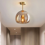 Moderne Koperen Glazen Plafondlamp Minimalistisch Warm Licht-Hanging Lamp-DeWoonVallei-DeWoonVallei