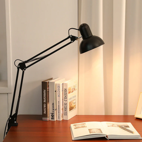 Moderne Minimalistische Verstelbare LED Tafellamp met Clip-Arm voor Gericht Licht-Table Lamps-DeWoonVallei-Zwart-DeWoonVallei