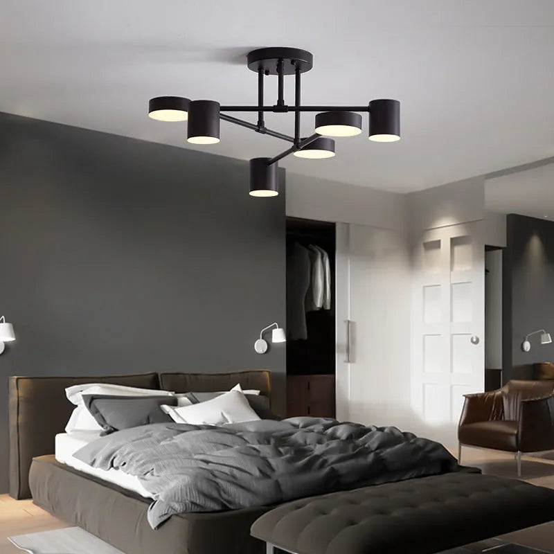 Moderne Plafondlamp met 6 Verstelbare LED-Koppen – Strak Scandinavisch Design voor Efficiënte en Sfeervolle Verlichting-Ceiling Lamp-DeWoonVallei-DeWoonVallei