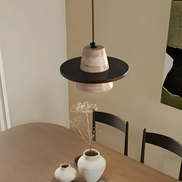 Moderne Plafondlamp van Steen en Hout voor Zacht Sfeerverlichting-Hanging Lamp-DeWoonVallei-DeWoonVallei