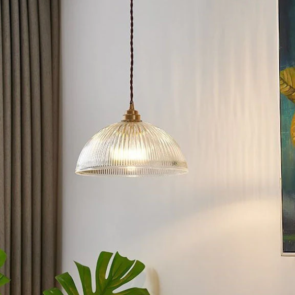 Moderne Ribbelige Helder Glas Koepel Hanglamp Verstelbare Hoogte Zachte Sfeerverlichting-Hanging Lamp-DeWoonVallei-DeWoonVallei