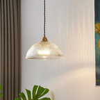 Moderne Ribbelige Helder Glas Koepel Hanglamp Verstelbare Hoogte Zachte Sfeerverlichting-Hanging Lamp-DeWoonVallei-DeWoonVallei