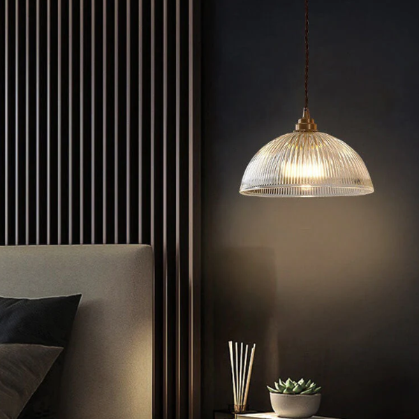 Moderne Ribbelige Helder Glas Koepel Hanglamp Verstelbare Hoogte Zachte Sfeerverlichting-Hanging Lamp-DeWoonVallei-DeWoonVallei
