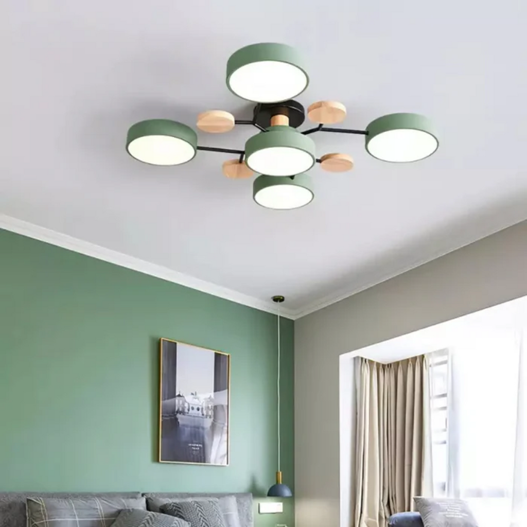 Moderne Ronde LED Plafondlamp met Meerkleurige Verlichting en Stijlvol Design-DeWoonVallei-Groen-5 Koppen (79 x 14cm)-DeWoonVallei