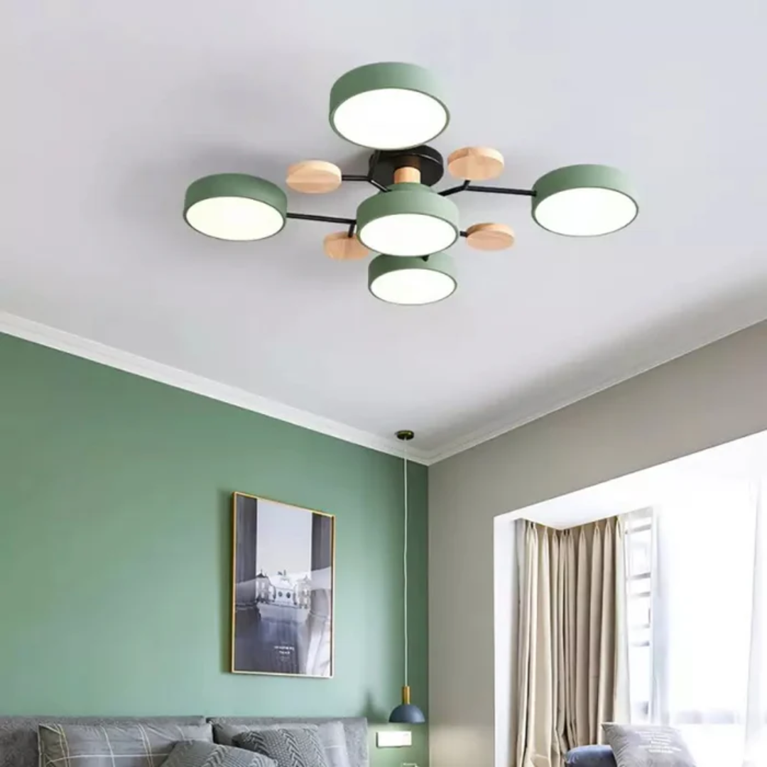 Moderne Ronde LED Plafondlamp met Meerkleurige Verlichting en Stijlvol Design-DeWoonVallei-Groen-5 Koppen (79 x 14cm)-DeWoonVallei