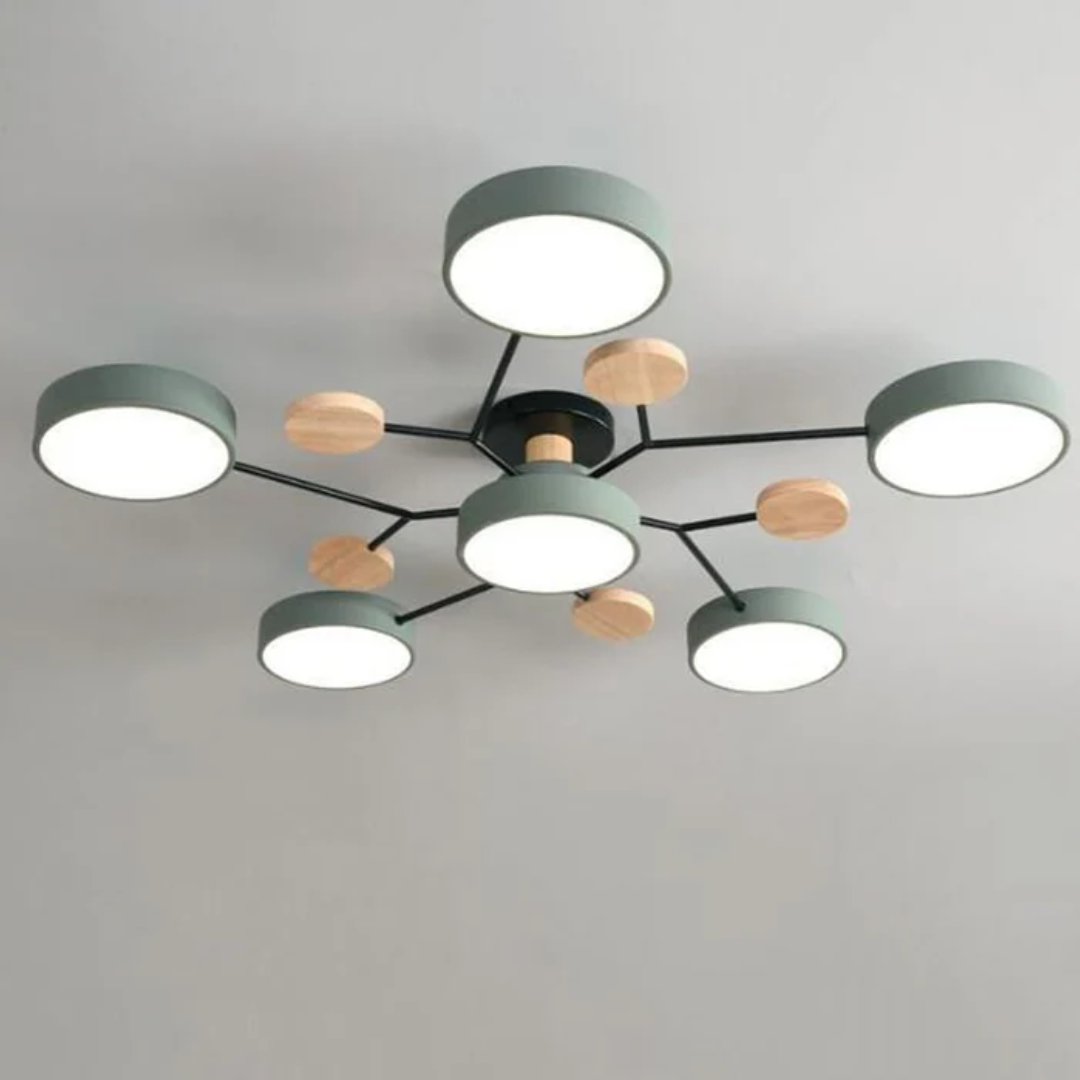 Moderne Ronde LED Plafondlamp met Meerkleurige Verlichting en Stijlvol Design-DeWoonVallei-Groen-6 Koppen (80 x 17cm)-DeWoonVallei