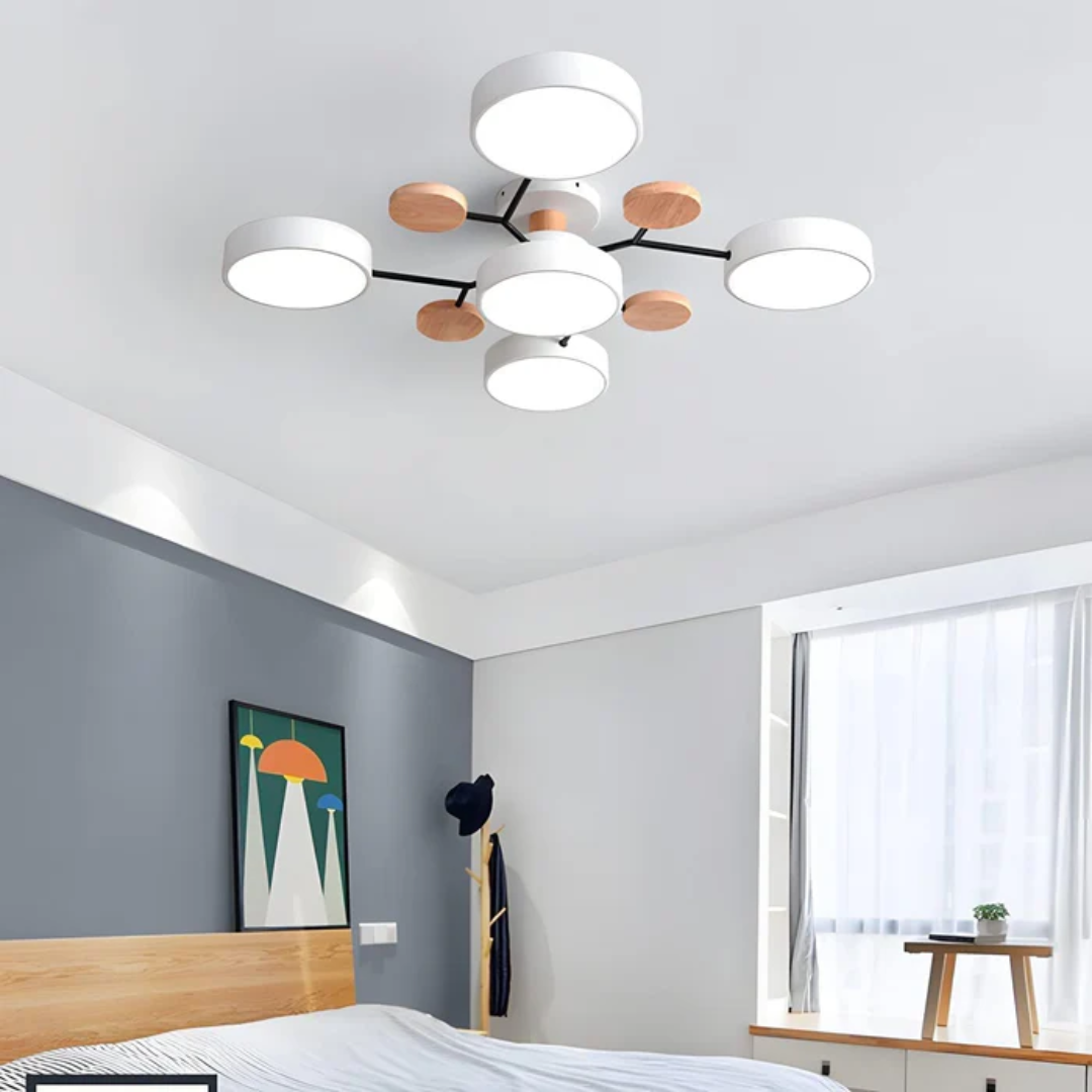 Moderne Ronde LED Plafondlamp met Meerkleurige Verlichting en Stijlvol Design-DeWoonVallei-Wit-5 Koppen (79 x 14cm)-DeWoonVallei
