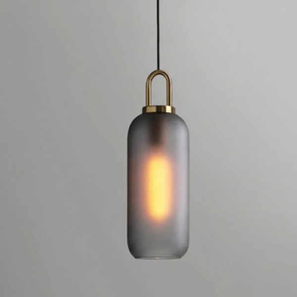Moderne glazen bol hanglamp met messing fitting Elegante sfeerverlichting voor thuis-Hanging Lamp-DeWoonVallei-Ash Frosted Glas-Capsule Klein 13 cm-DeWoonVallei