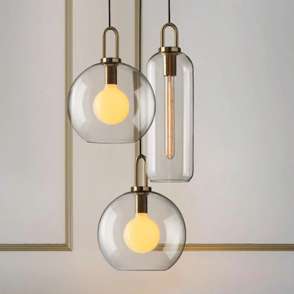 Moderne glazen bol hanglamp met messing fitting Elegante sfeerverlichting voor thuis-Hanging Lamp-DeWoonVallei-DeWoonVallei