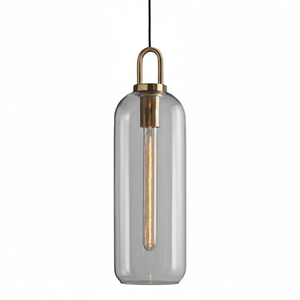 Moderne glazen bol hanglamp met messing fitting Elegante sfeerverlichting voor thuis-Hanging Lamp-DeWoonVallei-Helder Glas-Capsule Klein 13 cm-DeWoonVallei