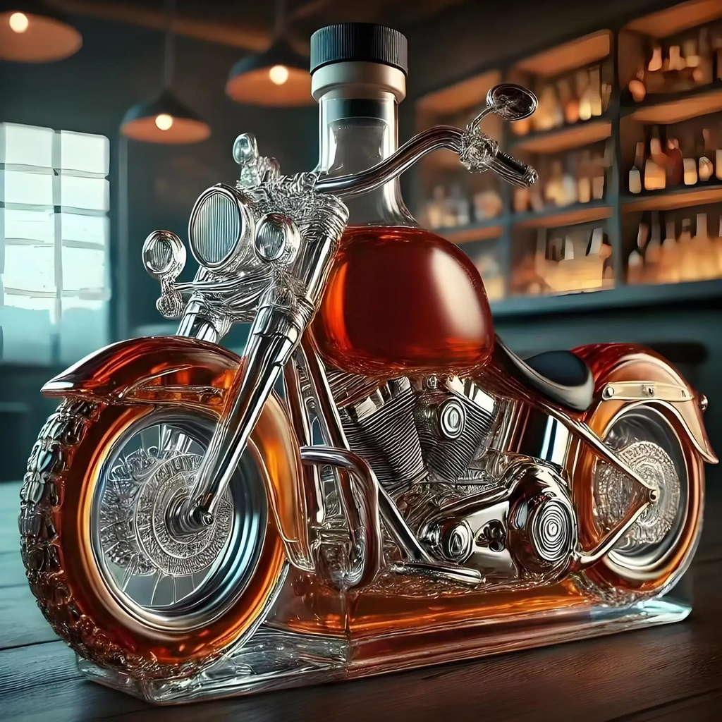 Motorfiets Whiskey Karaf – Uniek Glazen Ontwerp voor Stijlvolle Thuisbar-Kitchen Items-DeWoonVallei-DeWoonVallei