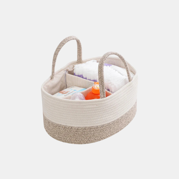 Multifunctionele Katoenen Opbergmand met Handvatten en Verwijderbare Vakindeling voor Gemakkelijke Organisatie-Baby & Children-DeWoonVallei-DeWoonVallei