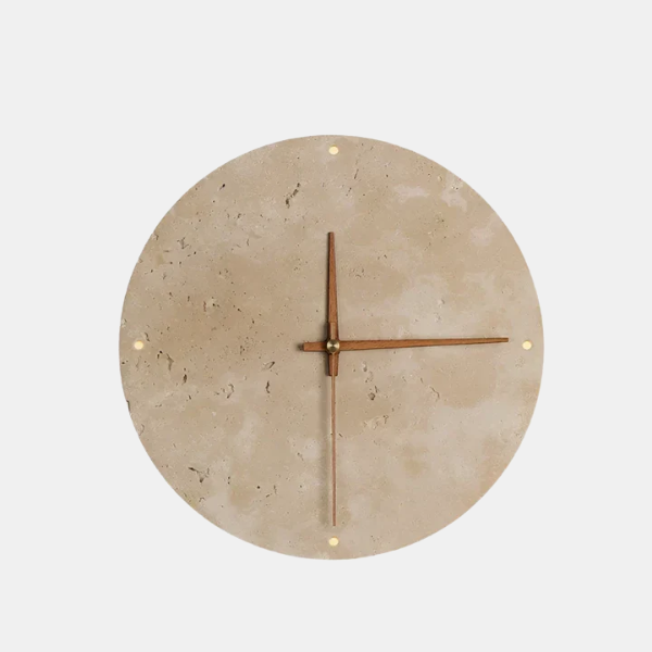 Muurklok Lamp van Natuursteen Stijlvol met Warm LED Licht-Wall Clock-DeWoonVallei-23 cm-Koel wit (5500-7000K)-DeWoonVallei