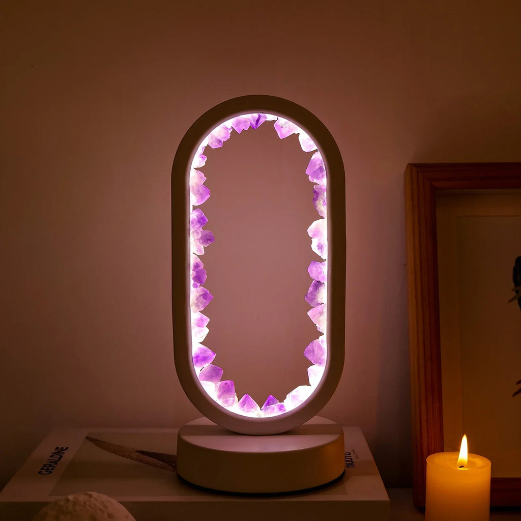 Natuurlijke Amethist Kalmerende Lamp met Zachte Gloed – Handgemaakte Kristallen Lamp voor Ontspanning en Balans-DeWoonVallei-DeWoonVallei