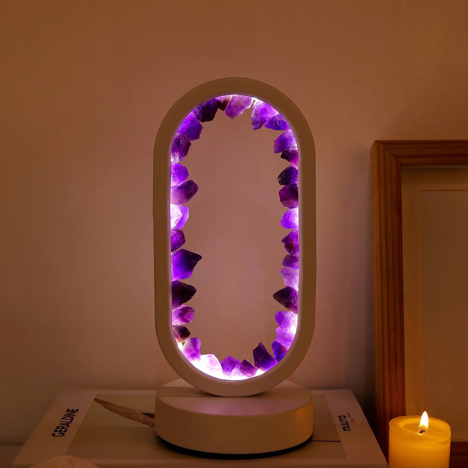 Natuurlijke Amethist Kalmerende Lamp met Zachte Gloed – Handgemaakte Kristallen Lamp voor Ontspanning en Balans-DeWoonVallei-DeWoonVallei