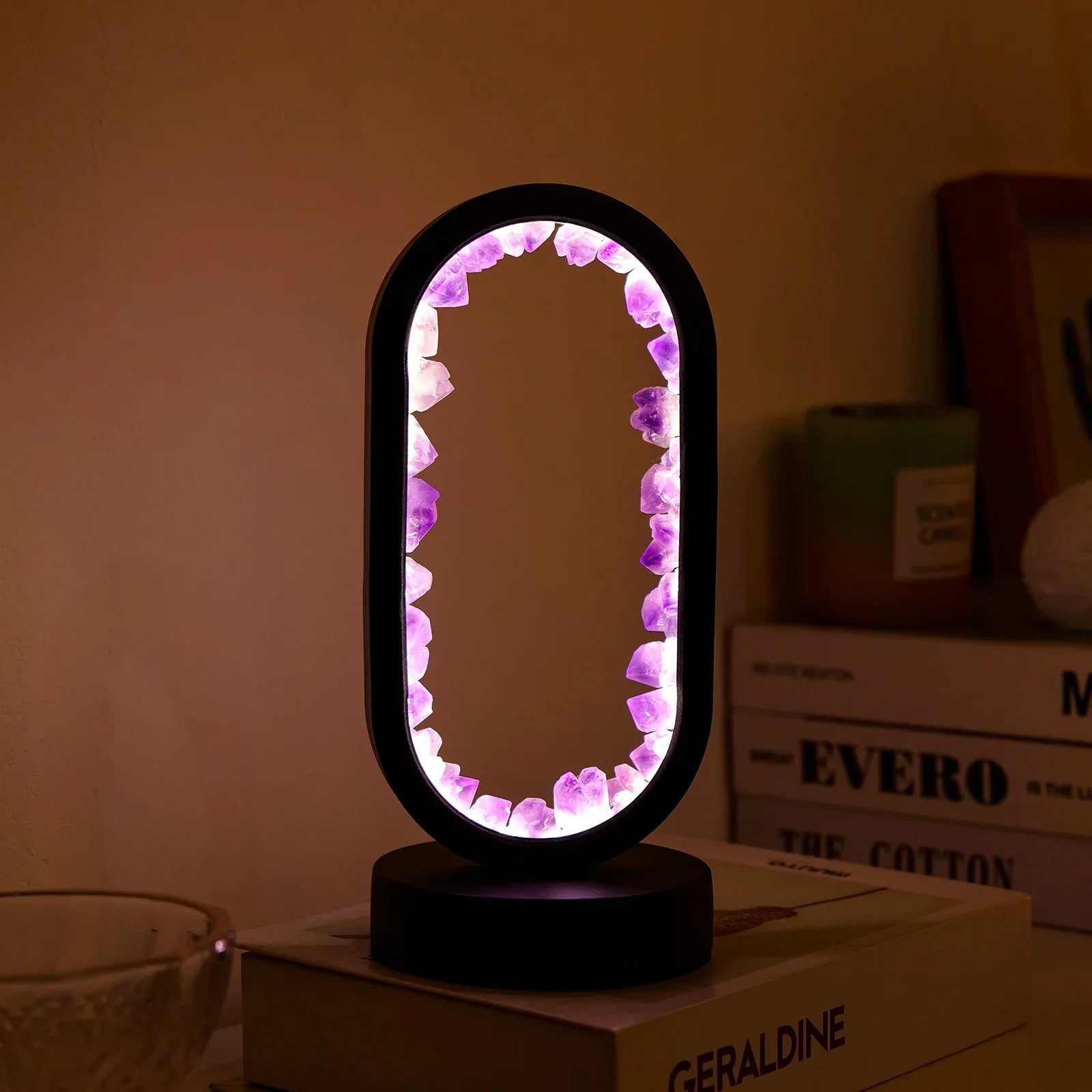 Natuurlijke Amethist Kalmerende Lamp met Zachte Gloed – Handgemaakte Kristallen Lamp voor Ontspanning en Balans-DeWoonVallei-DeWoonVallei