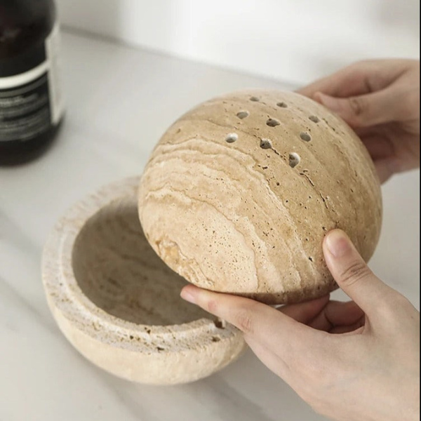 Natuurlijke Marmeren Wierookhouder met Grotvormige Holte voor Elegante Aromatherapie-Diffusers & Burners-DeWoonVallei-DeWoonVallei