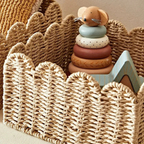 Natuurlijke Wicker Opbergmand met Golvende Randen voor Stijlvolle Organisatie in Huis-Storage & Organisation-DeWoonVallei-DeWoonVallei