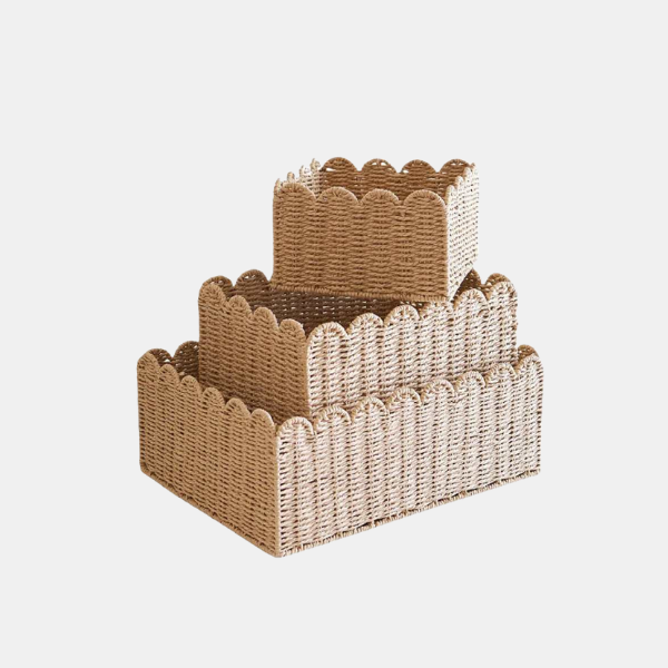 Natuurlijke Wicker Opbergmand met Golvende Randen voor Stijlvolle Organisatie in Huis-Storage & Organisation-DeWoonVallei-DeWoonVallei