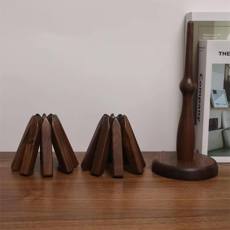 Natuurlijke Zwarte Walnoot Onderzetter Set – Opvouwbaar, Hittebestendig & Stijlvol voor Tafels-Tablewares-DeWoonVallei-DeWoonVallei