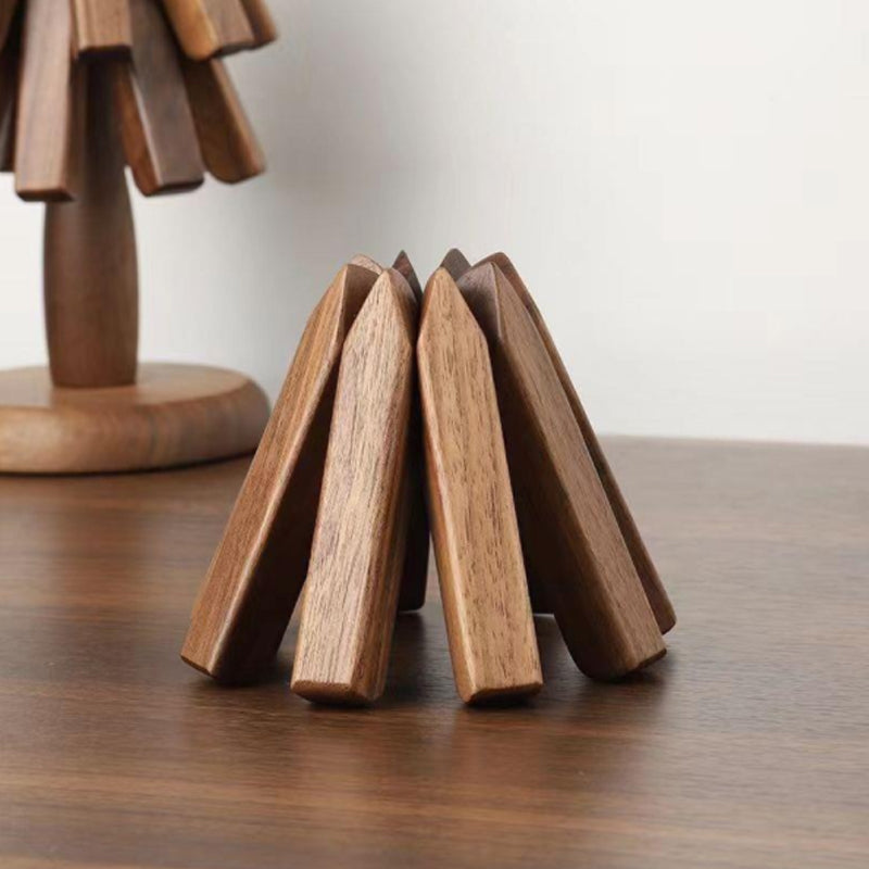 Natuurlijke Zwarte Walnoot Onderzetter Set – Opvouwbaar, Hittebestendig & Stijlvol voor Tafels-Tablewares-DeWoonVallei-DeWoonVallei