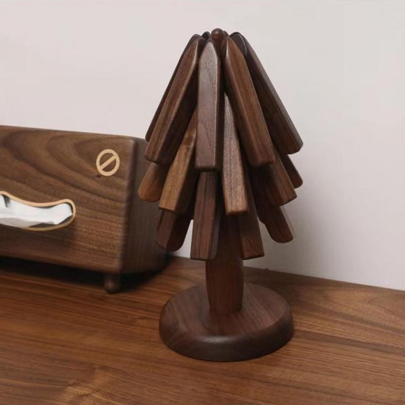 Natuurlijke Zwarte Walnoot Onderzetter Set – Opvouwbaar, Hittebestendig & Stijlvol voor Tafels-Tablewares-DeWoonVallei-DeWoonVallei