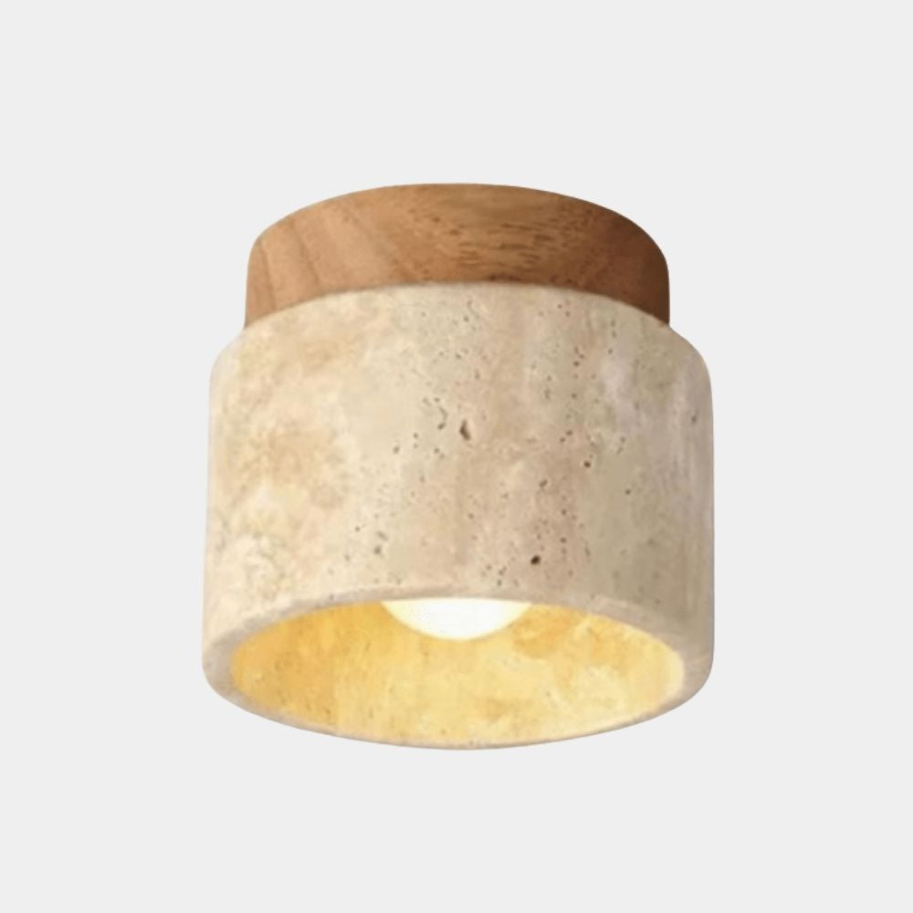 Natuursteen Plafondlamp – Luxe LED Verlichting voor Hal en Trapruimte-Home & Decor-DeWoonVallei-Hout (klein)-3-kleurig Licht-DeWoonVallei