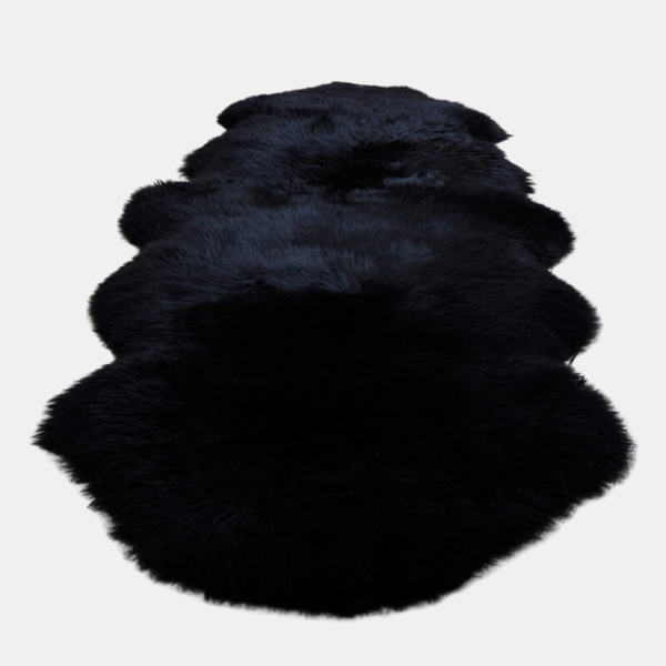 Nep Bont Schapenvacht Vloerkleed Zacht Pluche Antislip Gezellig-Bath Mats & Rugs-DeWoonVallei-60×120 cm-Zwart-DeWoonVallei