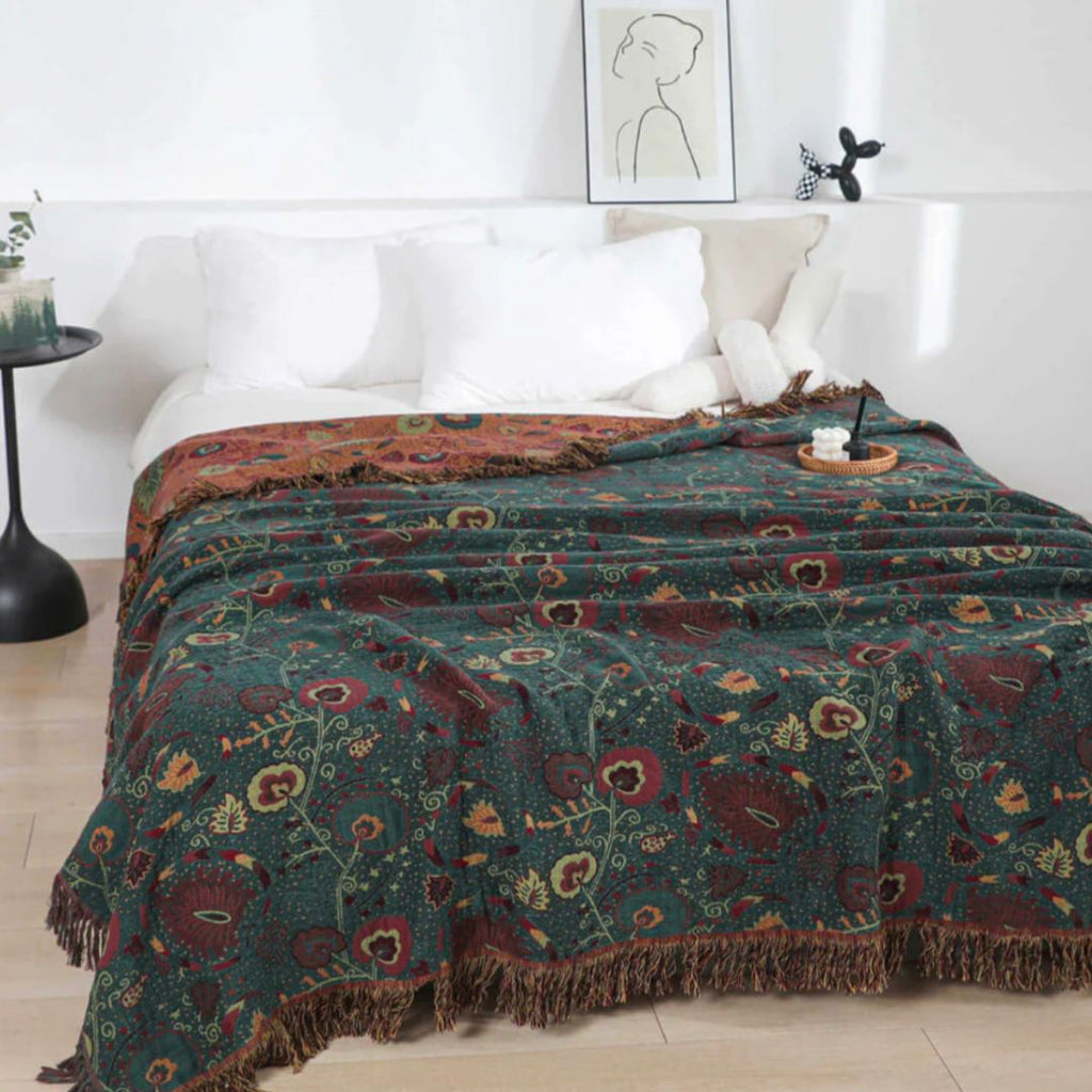 Night Flower Omkeerbare Deken - Dubbelzijdig Design & Elegante Bloemenstijl-Home & Garden-DeWoonVallei-DeWoonVallei