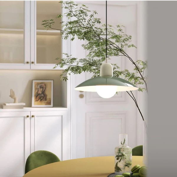 Noordse Groene Metalen Hanglamp Mid Century Moderne Plafondlamp met Zachte Warme Gloed voor Keuken en Eetkamer-Pendant Light-DeWoonVallei-DeWoonVallei