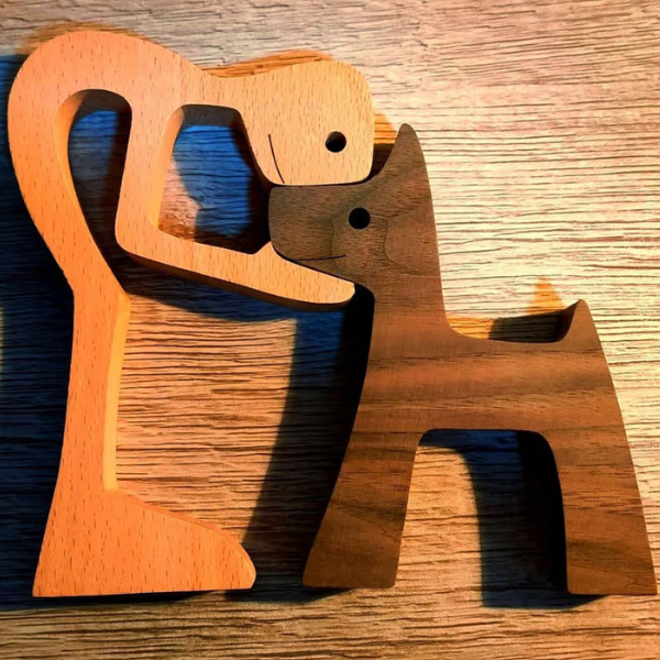 Noordse Houten Hond Sculptuur Minimalistisch Ontwerp voor Woondecoratie-Nordic Wooden Dog Sculpture-DeWoonVallei-DeWoonVallei