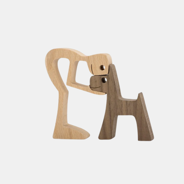 Noordse Houten Hond Sculptuur Minimalistisch Ontwerp voor Woondecoratie-Nordic Wooden Dog Sculpture-DeWoonVallei-DeWoonVallei